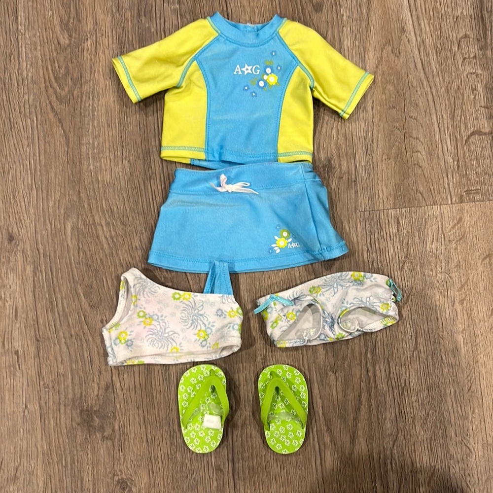 American Girl Doll bathing suits and flip flops